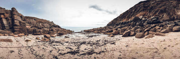 arounds porthgwarra and porthcurno on the coast path cornwall England uk 