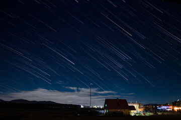 Star trails over Bozhurishte, Sofia