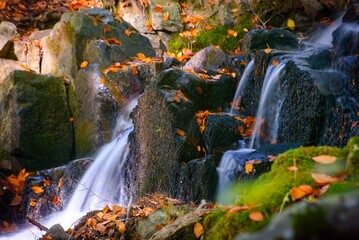 Obraz na płótnie Canvas waterfall in autumn forest