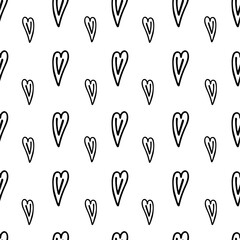 Seamless fabric with the image of a heart on a white background.
