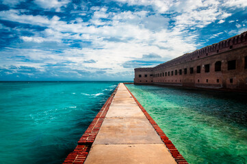 Fort Jefferson is an old fortress in the middle of the Atlantic ocean and now a protected area -...