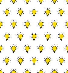 Light bulb background. Idea  Light bulb seamless pattern, texture, wallpaper