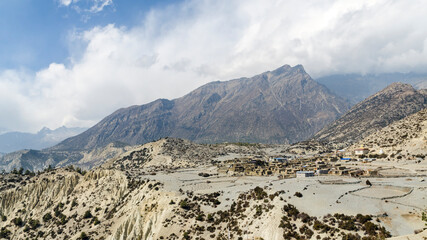 Scenic view of Ngawal village, Annapurna Circuit, Nepal