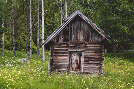 Food storage house of abandoned farm in Norway.