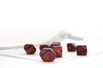 ten sided dices on exalted solar sheet