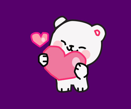 Cute teddy bear with a heart i love you design image