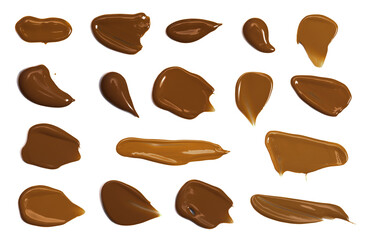 Swatches of Cocoa Toned Liquid Foundation on a White Background