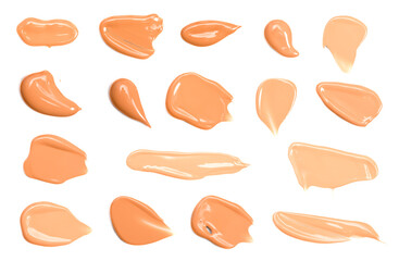 Swatches of Light Toned Liquid Foundation on a White Background