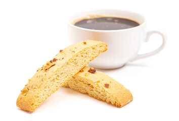 Almond and Walnut Biscotti on a White Background