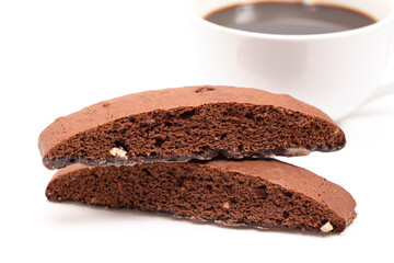Chocolate and Nut Biscotti Isolated on a White Background
