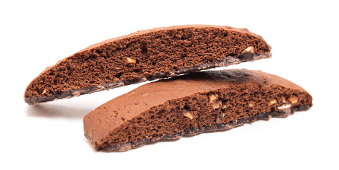 Chocolate and Nut Biscotti Isolated on a White Background