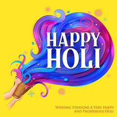 illustration of abstract colorful Happy Holi background card design for color festival of India celebration greetings - 404120284