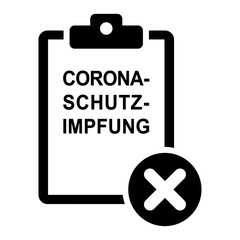 gz1022 GrafikZeichnung - german - COVID-19 Coronavirus - Schutzimpfung - Negativer Corona Impfnachweis mit Kreuz / X - Druckvorlage - square - g10111