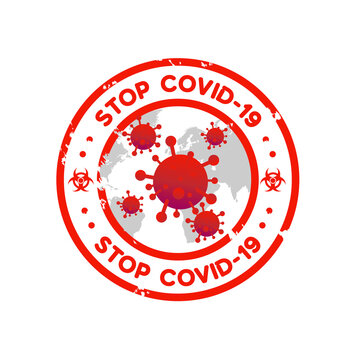 Vintage Stop Covid 19 Stamp Template Design Vector