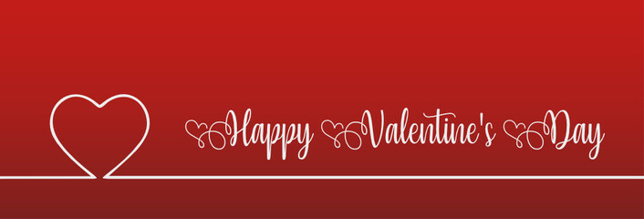 heart-shaped line on red background with Valentine's day text.