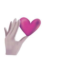 Pink heart in the palm of your hand