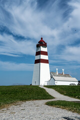 Fototapeta na wymiar Alnes lighthouse on Godøya Island near Ålesund