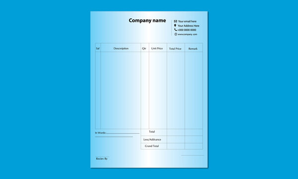 bill challan template design
