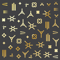 seamless patterns in black and gold colors with geometric elements. Pattern in rich luxury style. Seamless pattern with memphis elements. Pattern is suitable for posters, any prints, postcards, fabric