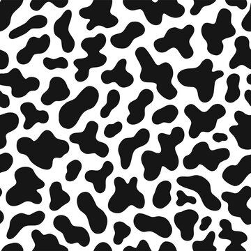 Cow sports skin print seamless pattern Farm animal abstract black white design. Vector illustration