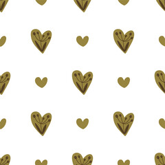 Hearts seamless vector pattern. Ornate romantic boho valentine background Valentines day texture design.