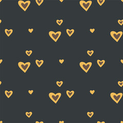 Hearts seamless cartoon vector pattern. Ornate romantic boho valentine background Valentines day kid design.