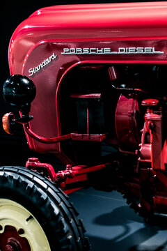 STUTTGART, Germany 6 March 2020: The Porsche-Diesel Schlepper “Standard 218”, the third generation of the two-cylinder Standard tractor series. The Porsche plant produced more than 12,000 Standard 218
