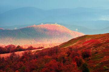 High-voltage line in the Carpathians.