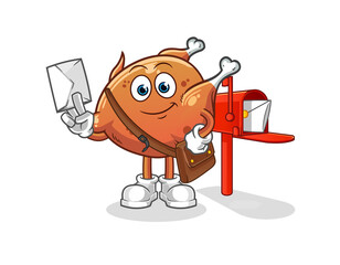 fried chicken postman vector. cartoon character