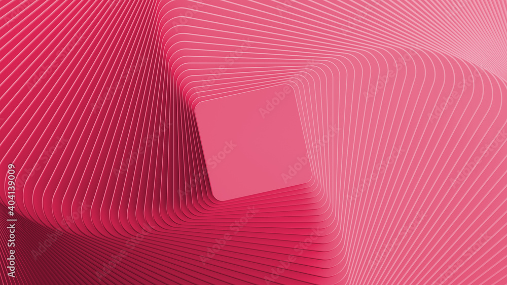 Poster 3d render, abstract minimal pink geometric background with blank square shape