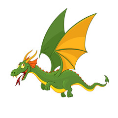 Cartoon dragon on a white background. Vector illustration.