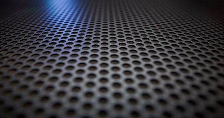 Black speaker grille texture as a background.