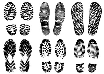 footprints stamped with black ink