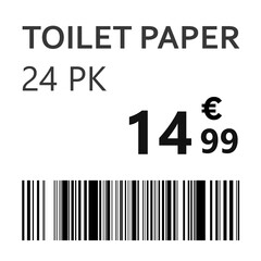 Toilet paper price tag with barcode, illustration