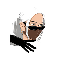 fashion woman in protective mask and glasses