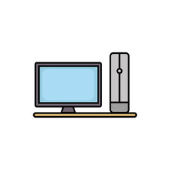 
Computer and system unit.
Colored line icons. Vector