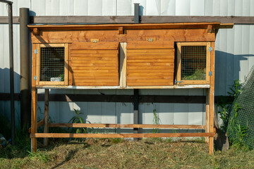 rabbit house with metal doors