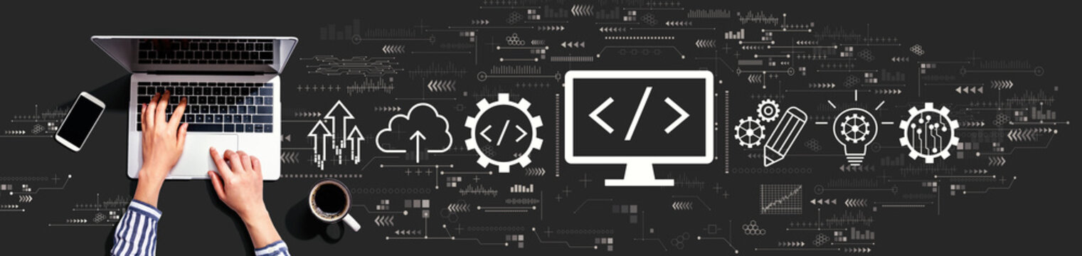 Web development concept with person using a laptop computer