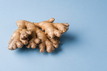 ginger root on blue background