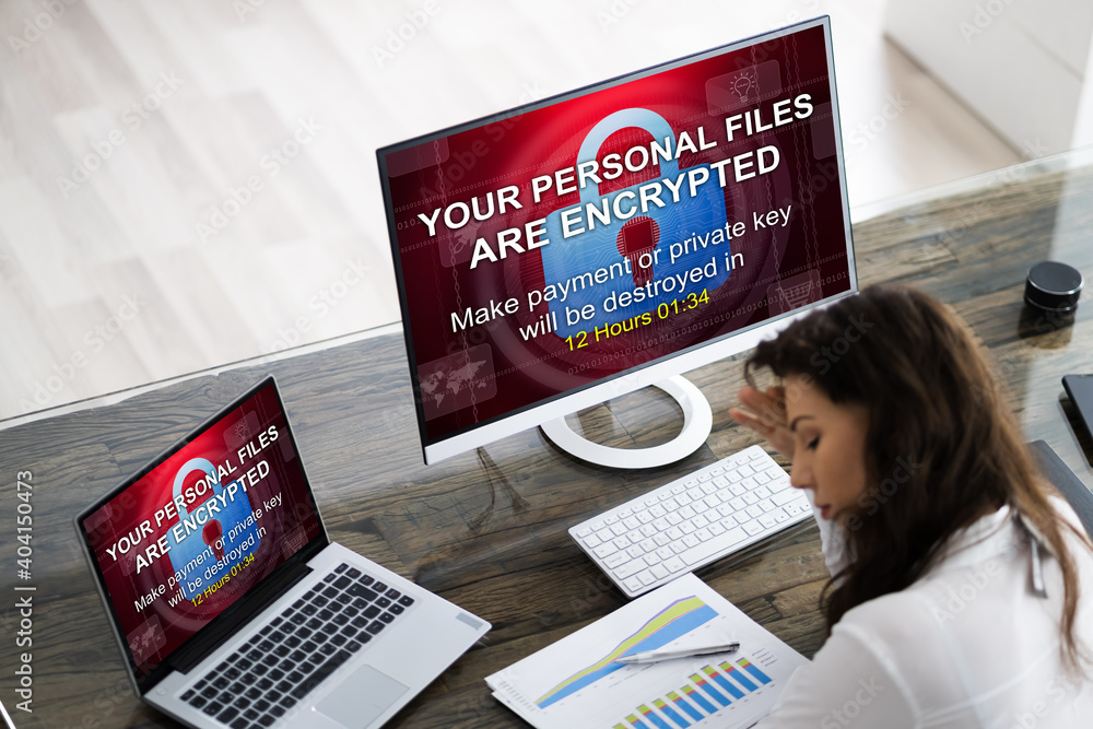 Poster ransomware cyber attack text from hacker