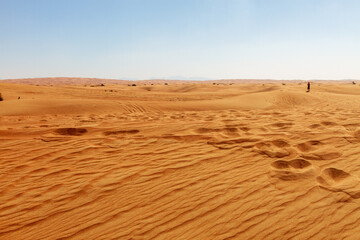 Fototapeta na wymiar sand tracks in the desert