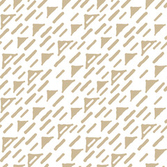 Simple beige and white Seamless repeat pattern. Drawing consist of jagged triangles and broken lines