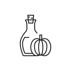 Pumpkin vegetable oil glass bottle color line icon.