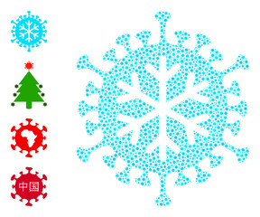 Vector winter virus icon covid mosaic. Winter virus mosaic is organized with little covid pathogen icons. Abstraction is done for lockdown wallpapers.