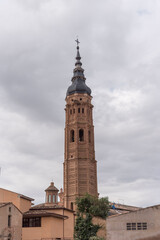 Fototapeta na wymiar Vertical shot of San Andres church in Calatayud, Zaragoza, Aragon, Spain