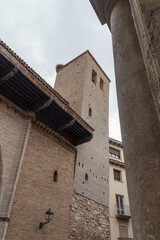Fototapeta na wymiar Vertical shot of the buildings of Calatayud, Zaragoza, Aragon, Spain