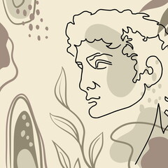 trendy background with linear abstract minimalistic face