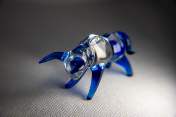 Bull. Happy new year 2021. Bull figurine made of glass, symbol of the year.