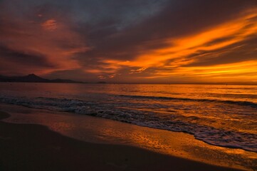 Fototapeta na wymiar Colorful sunrise in the Mediterranean. Background.