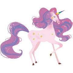 Pink magic fairytale unicorn with rainbow horn
